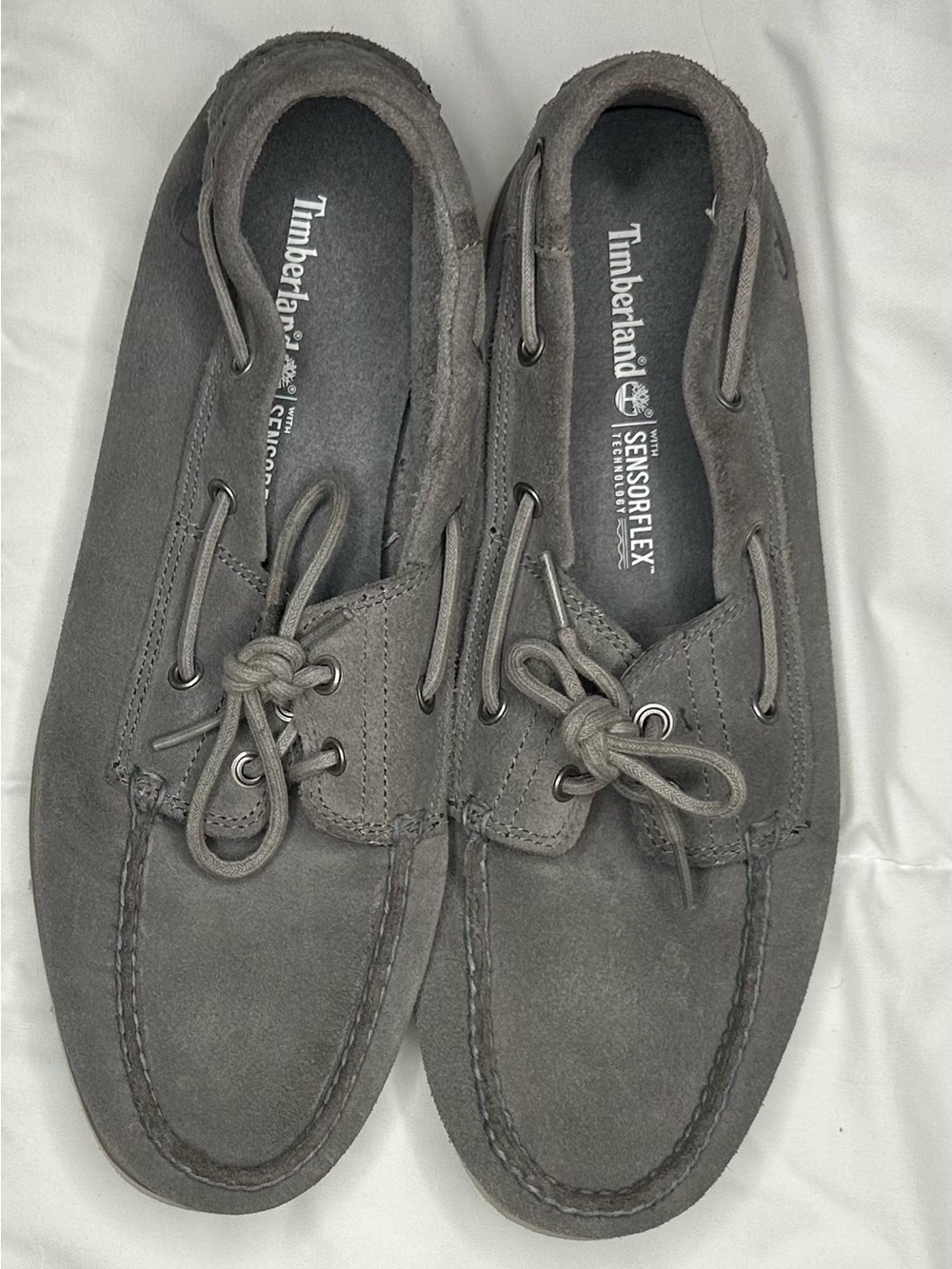 Timberland Men’s Gray Suede Boat Shoes with SensorFlex Comfort